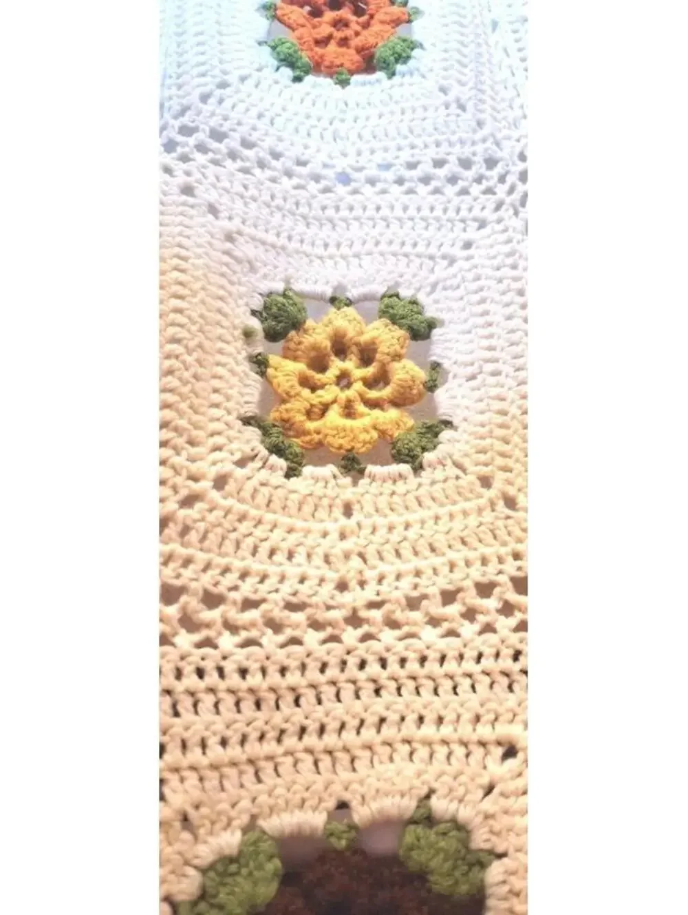 RARE VINTAGE Fall Floral Granny Square Crocheted Afghan/Blanket (45